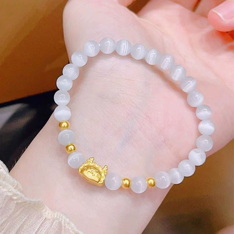 現貨【"龍"餃】龍餃貓眼石手鍊女輕奢小眾龍年本命年手串【開運堂】