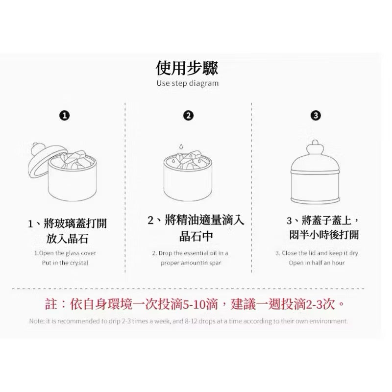 消磁碗消磁盒小夜燈水晶玻璃碗 擴香石 水晶原礦 USB燈座 LED燈