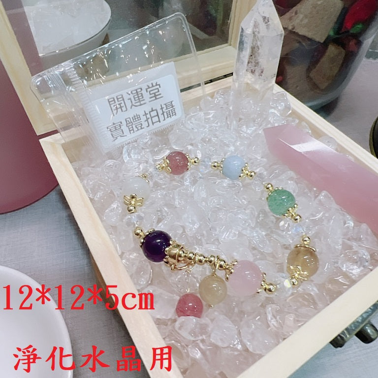 現貨 【消磁淨化水晶木盒】 水晶淨化盒創意乾燥花木盒玻璃蓋木盒糖果木盒收納盒飾品盒