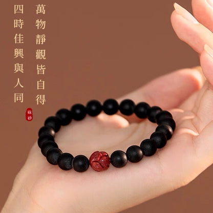 現貨天然藥珀蓮花硃砂手鍊避邪防小人保平安，文藝男女手串復古民族風本命年"開運堂"