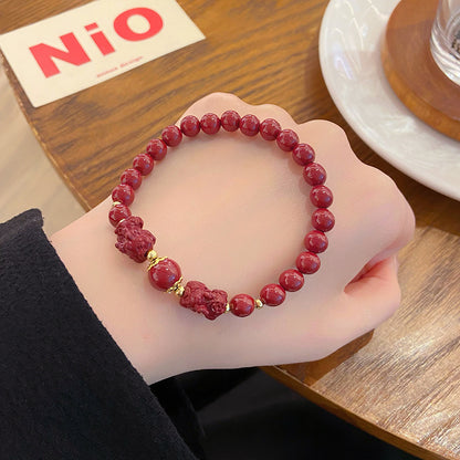 現貨復古中國風６ｍｍ硃砂手鍊女簡約設計蓮蓬手串閨蜜姊妹生日禮物"開運堂" 80256