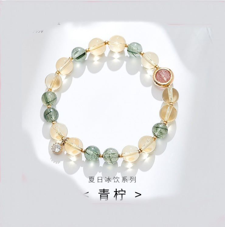 🔥現貨🔥【 轉運助事業招正財偏財】５Ａ天然黃水晶綠幽靈手鍊招財轉運助事業手串閨蜜禮物"開運堂"